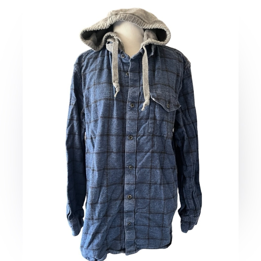 Vans Hooded Long Sleeve Flannel Shirt SZ M